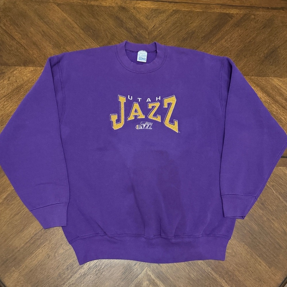 Vintage Salem Sportswear Utah Jazz Sweatshirt XXL Purple NBA 90s Made in USA